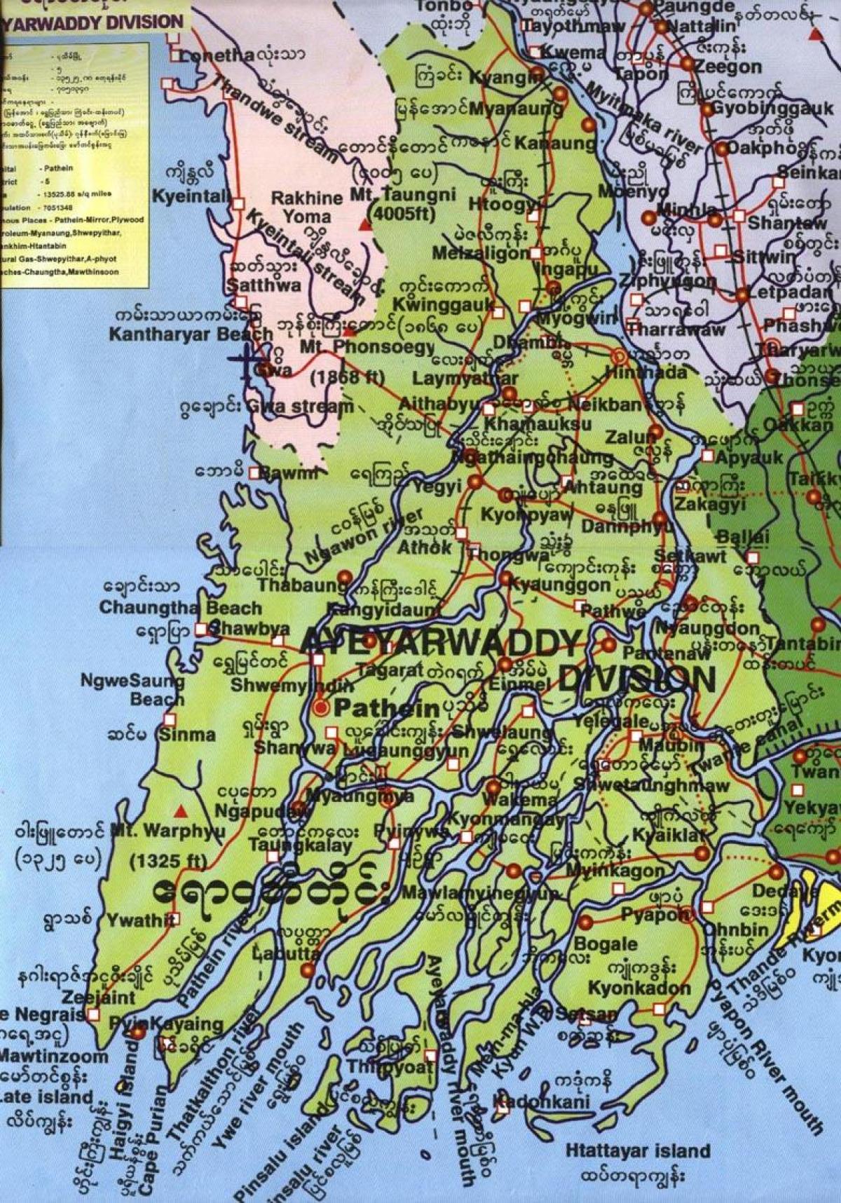 bản đồ của ayeyarwady division Myanmar