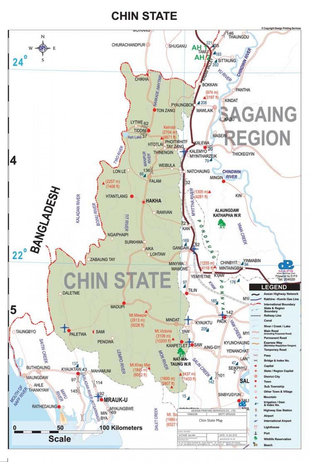 Bản đồ của chin nước Myanmar