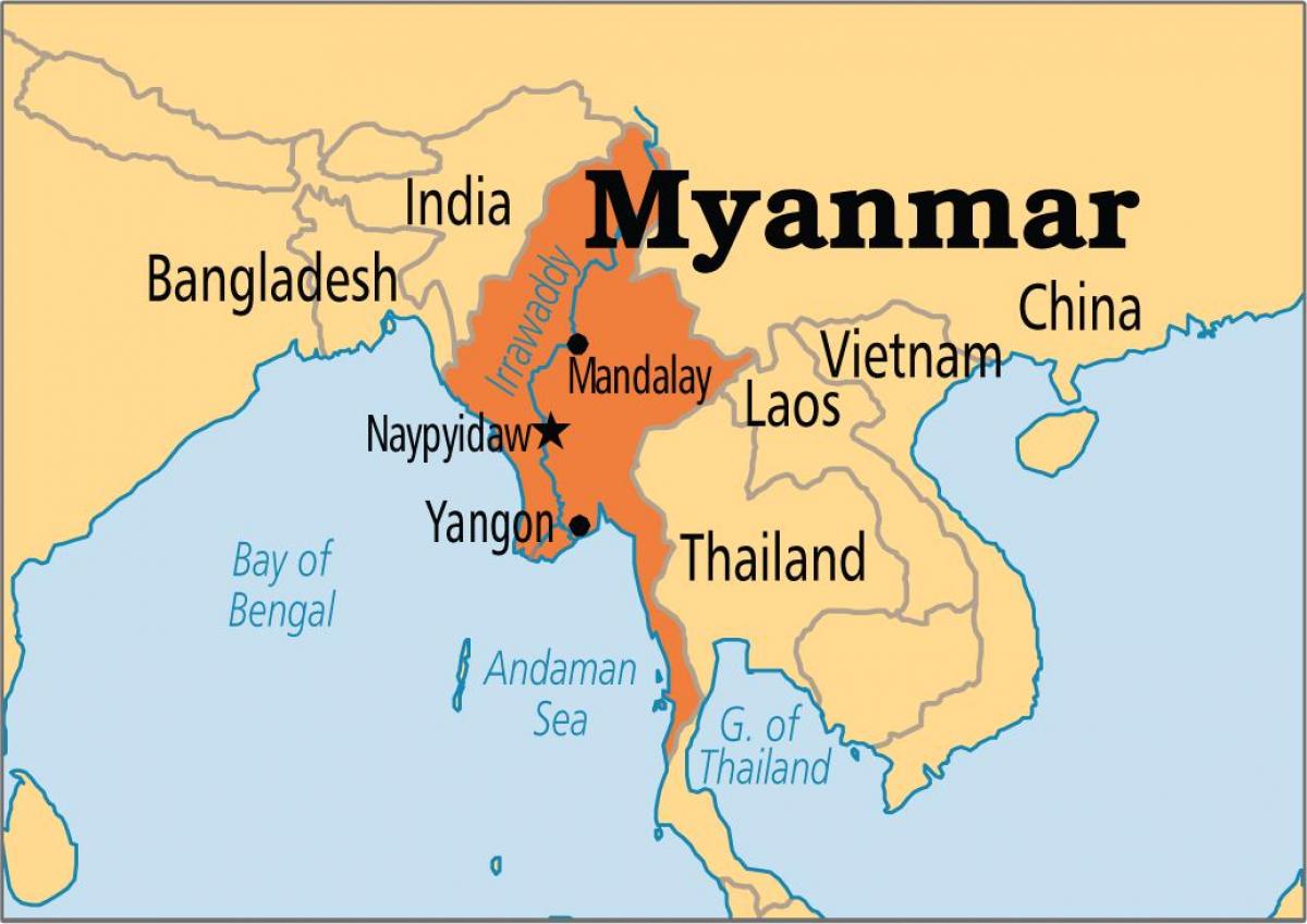 vị trí của Myanmar trong bản đồ thế giới