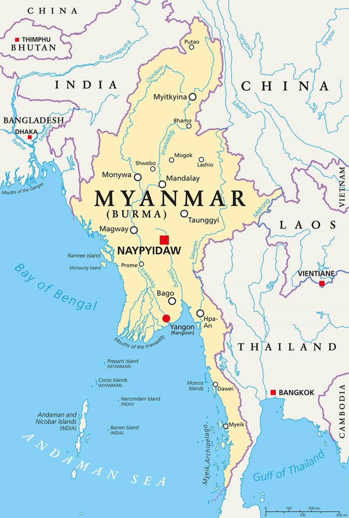 Myanmar nước bản đồ