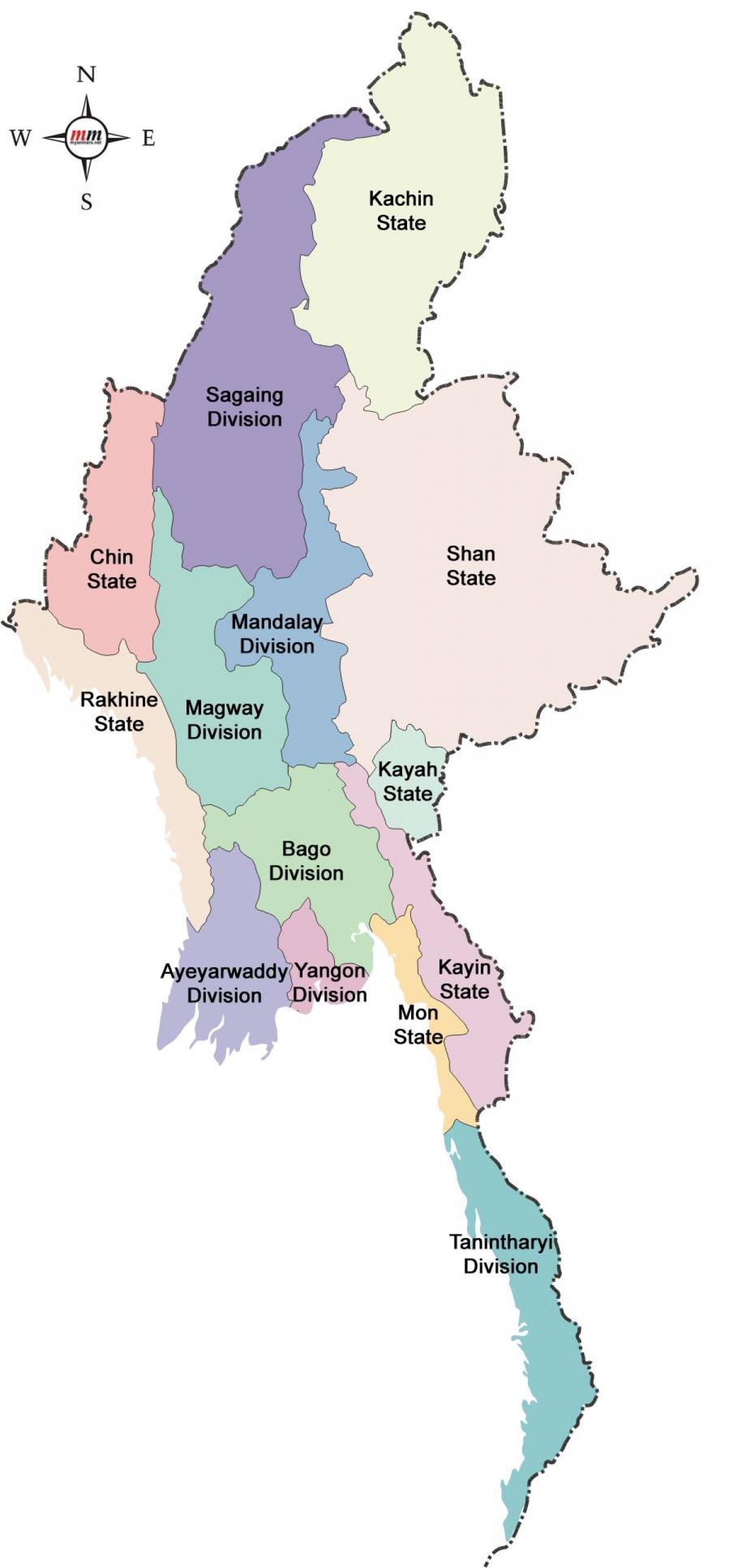 Myanmar bản đồ và kỳ